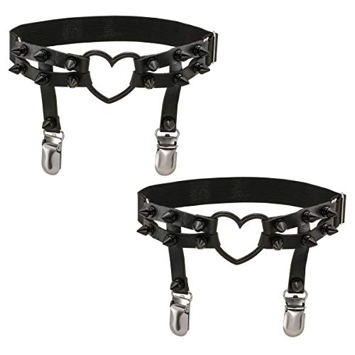 Eigso Women Garters Leg Ring Harness Suspender with Rivet Punk Retro Gothic Rubber Band Adjustable