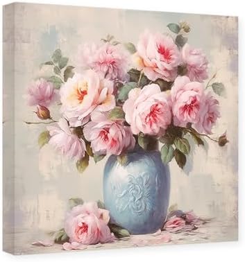 Amazon.com: CCWACPP Pink Peony Canvas Wall Art Floral Pictures Wall ...