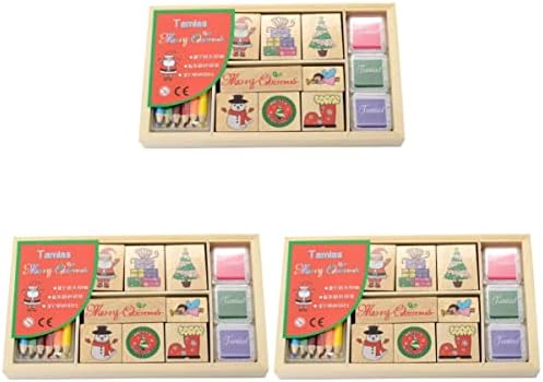 COHEALI 3 Sets Square with Album Toys Theme Art Stamp Xmas Pencils Stamper Supplies Gift Seal Crafting Arts Coloring Stamping Scrapbooking Favors Booking and Pad Crafts Kids