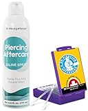 Dr. Piercing Aftercare – Piercing Aftercare Sterile Saline Spray and Swabs - Sterile Saline Solution for Piercings - Ear Piercing Cleaner Saline Wash Spray - Nose, Ear, Belly & Nose Piercing Bump