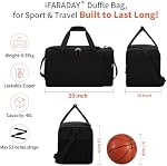 IFARADAY 40L Sac de gym pour hommes, 20 inch, Black-Sheet Pockets, entraînement, formation, Voyage