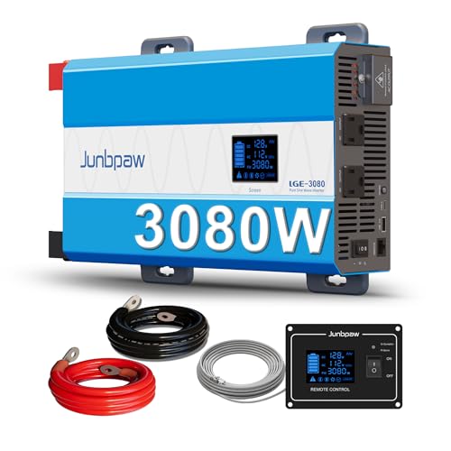 Image of Junbpaw 3080W Pure Sine Wave Power Inverter - 30dB Ultra Quiet, 6000W Surge, Game-Changing Design | 12V to 120V AC Converter for Home, RV, Camping, Off-Grid & Outdoor Adventures