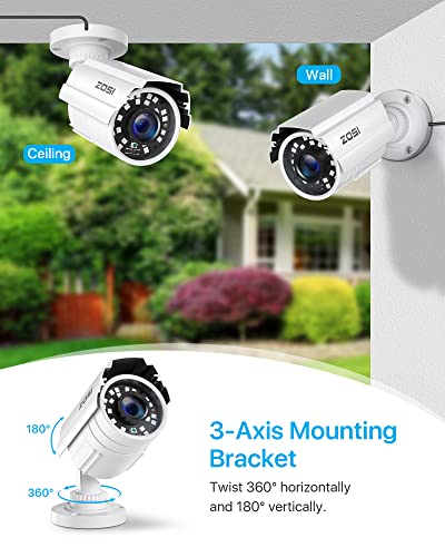 Zosi 1080P 2.0Mp Hd 1920Tvl Hybrid 4-In-1 Tvi/Cvi/Ahd/960H Cvbs Cctv Security Camera Indoor Outdoor, 80Ft Night Vision,Aluminum Metal Cam, For 960H,720P,1080P,5Mp,4K Analog Surveillance Dvr (White) #TOP7