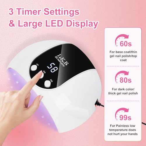 LKE UV Light for Gel Nails, 54W UV LED Nail Lamp with 18 Beads 3 Timer Setting & Auto Sensor Nail Dryer for Gel Polish Polygel Fast Curing Manicure Professional Nail Dryer Home Salon Nail Tools