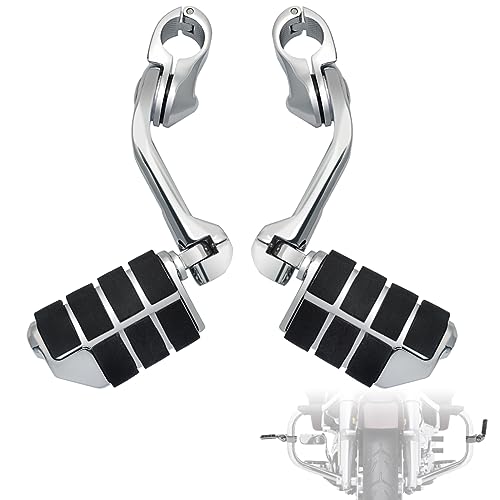 Pieds D'autoroute 1.25" Pour Harley Touring - Chrome & Noir, Aluminium, Réglables - Garantie 3 Ans