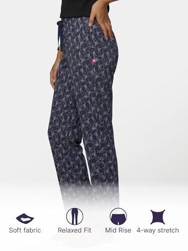 Image of Enamor Mid Rise Full Length Adjustable Drawstring Hangout Pant for Women - Relaxed Fit, Combed Cotton - E4A5