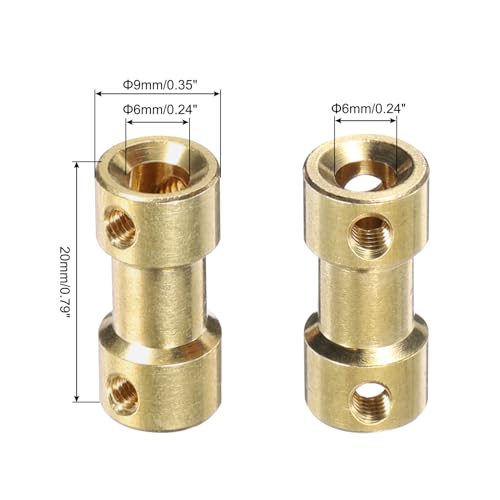 QUARKZMAN 4 Stück 6mm auf 6mm Messing Wellenkupplung Verbindungsstück mit Schrauben und Sechskantschlüssel Flexibler Motorwellenkupplung für RC-Modellauto Flugzeugmotor Räder Reifen Welle