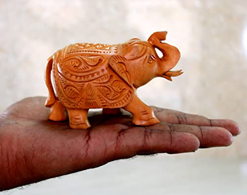 Image of eSplanade Wooden Elephant Sculpture or Showpiece Baby Inside Mother's Tummy Feng Shui Vastu Brings Goodluck Home Decor (Small)