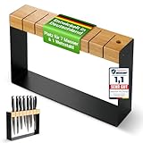 Messerblock ohne Messer, Messerblock aus Holz unbestückt schwarz, Messerhalter, Messeraufbewahrung Küche, für 7 Messer und 1 Wetzstahl, Neues Modell 2025