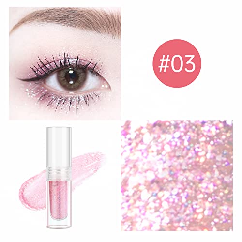 Ymh Beaute Liquid Glitter Eyeshadow, Pigmented, Long Lasting, Quick Drying, Easy To Apply, Loose Glitter Glue For Eye Crystals Makeup (Peach And Purple Colorful Pearl 03) #TOP4