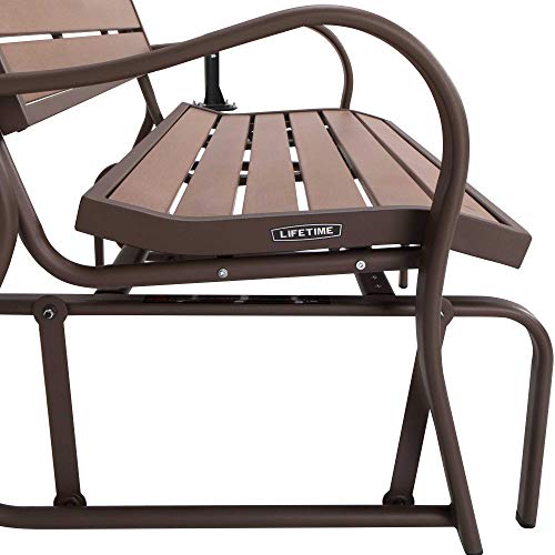 LIFETIME 60290 Wood Alternative Glider Bench, Mocha Brown