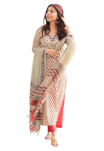 Image of LookMark Women's Viscose Rayon Kurta Set with Dupatta, Traditional Ethnic Wear