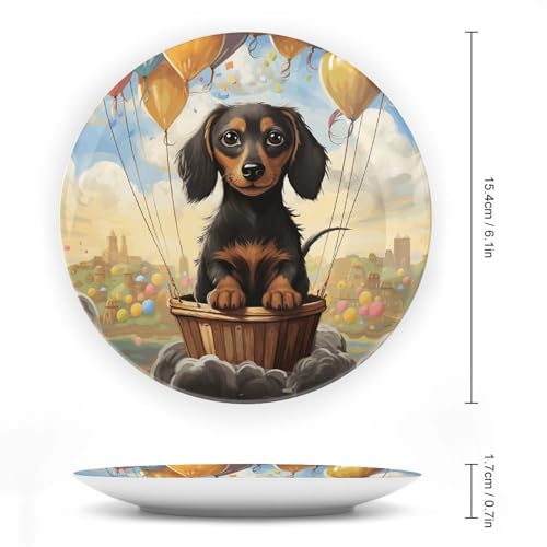 Plato decorativo Bone China Dachshund Globo 6 pulgadas miniatura 2
