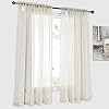 DONREN 2 Panels Solid Color Beige Sheer Curtains Elegant Rod Pocket Window Voile Panels Drapes for Bedroom Living Room 52X45 Inches