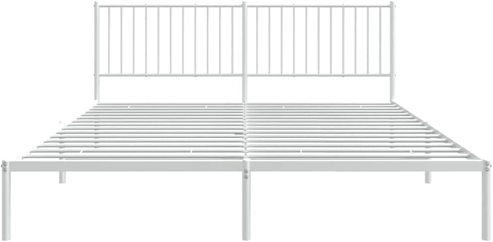 vidaXL Bed Frame White Powder-Coated Steel Double Bed Frame