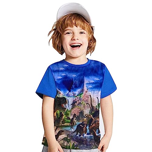 2023 Inverno Moda Meninas Camisetas Verão Crianças Desenho Dinossauro Estampado Camiseta Meninas Est