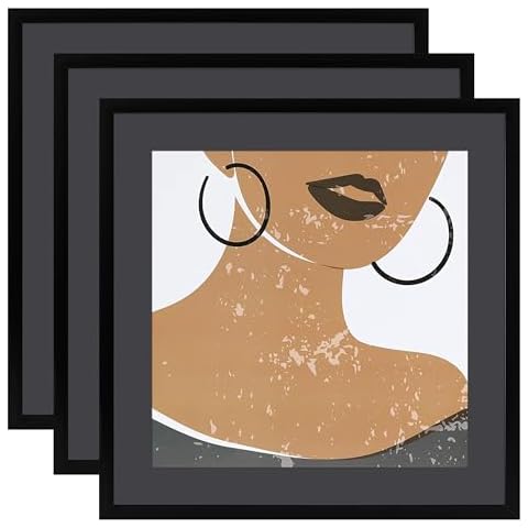 ELSKER&HOME 20x20 Picture Frame Black Set of 3, 20x20 Frames without Mat or 16x16 with Mat 3 Pack, Photo Frame Wall Mounting Cover