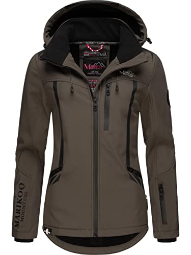 MARIKOO Damen Softshelljacke wasserdichte Funktionsjacke mit Abnehmbarer Kapuze Mount-Cho-Oyu Anthracite Gr. M