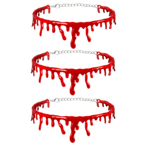 1 Pezzi Decorazione di Halloween Horror Blood Drip Collana Falsi Vampiri di Sangue Fancy Joker Choker Costume Collane Rosse Accessori per Feste Collana a Goccia per Halloween, Colore Rosso