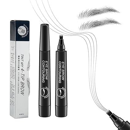 4 Point Eyebrow Pencil Black,Waterproof Microblading Eyebrow Pencil with a Micro-Fork Tip Applicator Creates || Black Fine Sketch Liquid Eye Brow Tattoo Tint Pen
