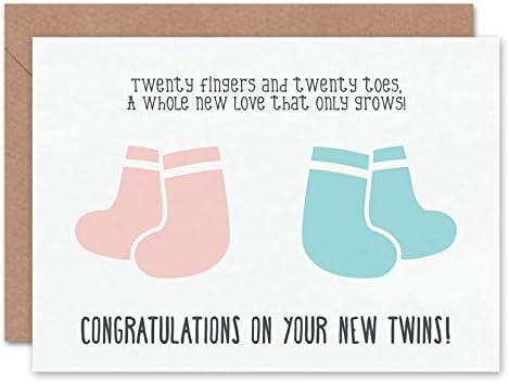 Wee Blue Coo CARD GREETING NEW BABY TWINS 20 FINGERS TOES CL1600 image 5