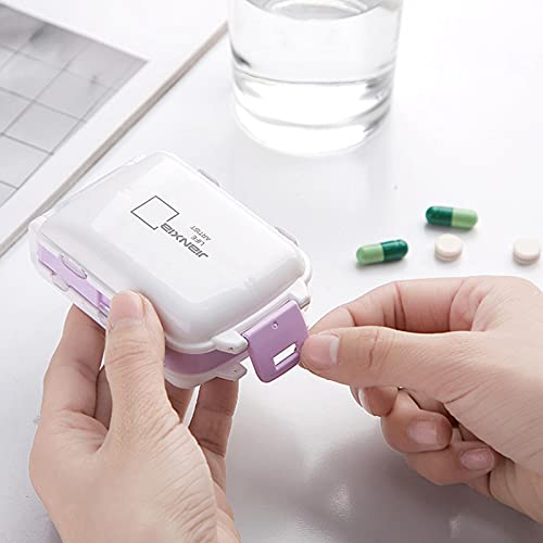 Sanwan Mini estojo de comprimidos com 8 compartimentos, 8 grades à prova de umidade, pequena caixa d