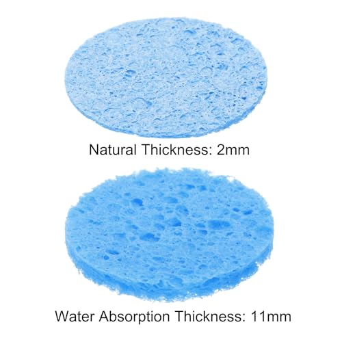 Image of MECCANIXITY 15PCS Soldering Sponge 50mm Round Blue Cleaning Pad Welding Tip Iron Replacement for Cleaning Soldering Iron 2mm Natural Thickness 11mm Water Absorption Thickness