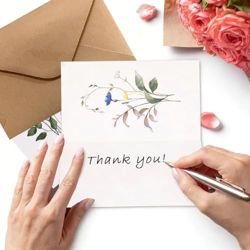 HMCEY 10 Sets Grusskarten mit Umschlag,Blumenkarten,Geburtstagskarten Set,Glückwunschkarten Neutral,GrußKarten Klein,Klappkarten Blanko,Birthday Cards,Dankeschön Karten für Einladung, Hochzeit
