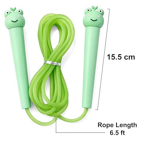 Image of 6.5 ft Animal Design Skipping Rope Toy for Kids with Soft Grip Handles - Indoor and Outdoor Adjustable PVC Jump Rope for Exercise and Fitness Play - Color and Design As Per Stock