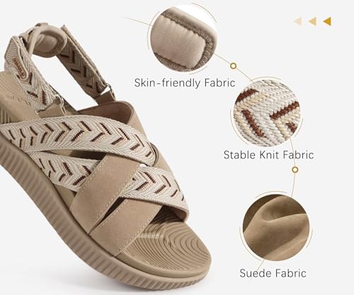 KuaiLu Orthopedic Walking for Womens Sandals with Arch Support Beige Size 9 by KuaiLu - Used condition - Image 4