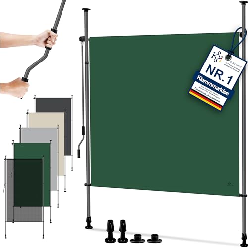 KESSER Toldo vertical con pinza, 200 x 310 cm, extensible y opaco, toldo vertical con manivela sin agujeros, protección visual y protección contra el viento para jardín y terraza, resistente al agua