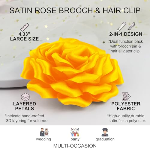 Image of 4.3 inch Red Rose Hair Clip Large Flower Brooches for Women | Charming Flowers Pins for Clothes | Turn Heads with Stylish Rose Hair Clip Flower Brooch Pin for Clothes & Clips for Woman