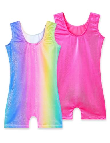 Image of 2 Pack Leotard for Girls Gymnastics Sparkly Sleeveless Unitards