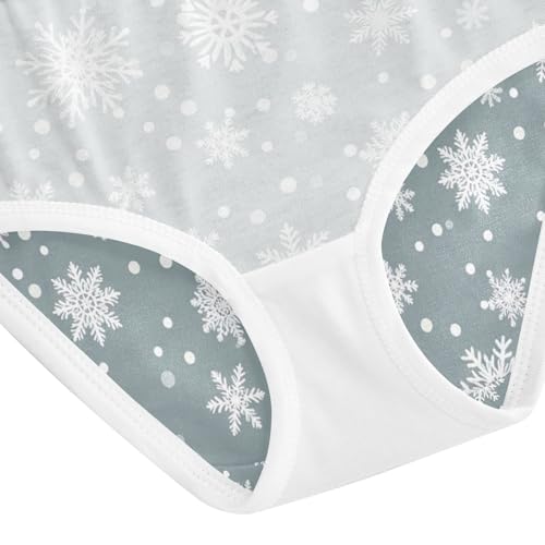 Snowflakes Blue Gray Panties for Girls, Toddler Briefs, Cotton Girls Underwear, 2–8 Years4