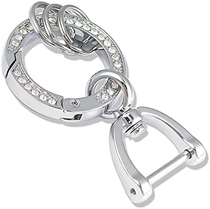 QKSD Keychain With Bling Rhinestone Keychain for Women cute Fashionable small metal Car Keychain Accessories car Bling key chain Silver