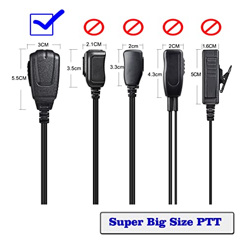 UAYESOK Covert Acoustic Tube Walkie Talkie Earpiece Headset 2 Pin with PTT Mic and Eartip Earbuds for Motorola CP040 DP1400 GP300 XT420 XT460 Hytera PD405 PD505 TC620 Two Way Radio Surveillance Kit - Image 3