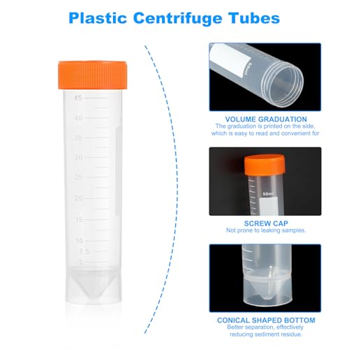 Tubes à essai 50ml étanches avec bouchon orange gradué PATIKIL - 4