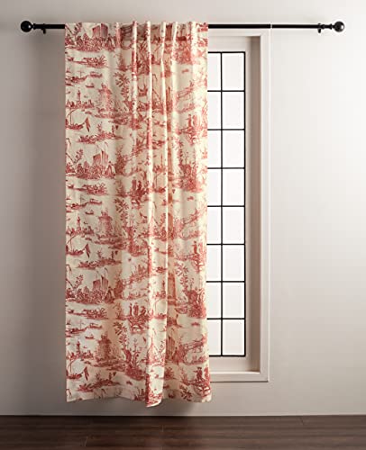 Image of Maison d' Hermine Curtains for Living Room 100% Cotton 50 inchx84 inch (Pack of 1) | 84 inches long Light Filtering Toile Curtains for Windows with Rod and Loop Pockets - Calais - Cardinal