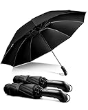 Conlun Paraguas Plegable Compacto – Paraguas invertido de Plegado Automático Negro a Prueba de Viento para Hombres, Abarca 105cm Paraguas Grande de 10 Varillas Regalos Originales 2 paquetes