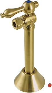 Kingston Brass Vintage CC83207 1/2″ Sweat x 3/8″ OD Comp Angle Shut Off Valve with 5″ Extension, Brushed Brass, 6-1/2″ height