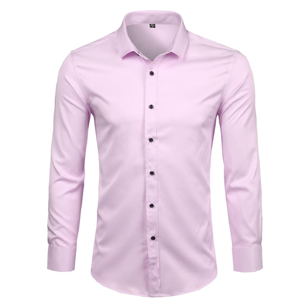 Mens Fiber Dress Shirt Slim Fit Chemise Homme Easy Care Formal Long Sleeve Shirt for Men Fashion