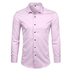 Mens Fiber Dress Shirt Slim Fit Chemise Homme Easy Care Formal Long Sleeve Shirt for Men Fashion