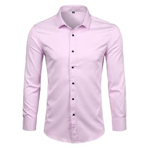 Mens Fiber Dress Shirt Slim Fit Chemise Homme Easy Care Formal Long Sleeve Shirt for Men Fashion