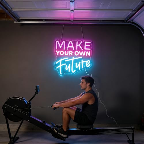 Image of inchMake Your Own Future inch Neon Sign, Feminine Motivational Neon Light for Women Girls Room, Inspiring LED Wall Art, Dimmable USB Decor with Hanging Kit, Empowering Gift for Her
