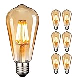 ♚ Das licht ist ideal, um eine gemütliche und warme Stimmung zu erzeugen. 2700K Farbtemperatur ist bequemer als andere herkömmliche 2200K Farbtemperatur lampe. Dabei ist die schönes bernsteinfarbenes Glas auch auffallend, wenn sie ausgeschaltet ist.