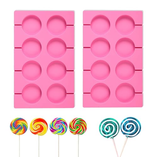 Kastetards 2 Pcs Silicone Lollipop Molds,Round Non Stick Silicone Lollipop Suction Cup Mold,Chocolate Suction Cup Mold,are Used for Making Candies,Chocolates,Ice,Lollipops,etc