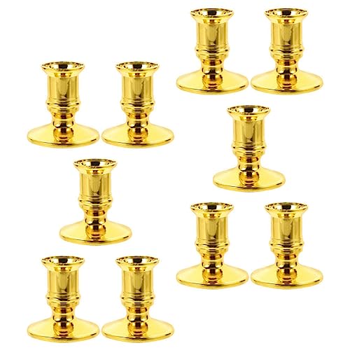 HOMSFOU Portavelas De Pilar 10 Uds. Candelabros Cónicos Candelabros De Plástico Dorado Base De Vela De Pilar para Fiesta De Boda De Navidad Festival Mesa Central Decoración del Hogar