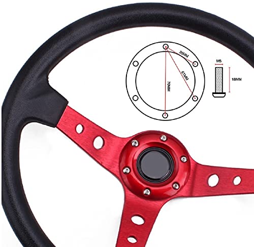 Image of AUTO SNAP 14Inch Blue Universal Steering Wheel for Sports Car Look Rally Race Off Road with Color Blue
