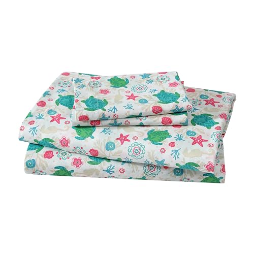 Beatrice Home Fashions Coastal Print Microfiber Sheet Set, Soft, Comfy, 12