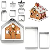 10Pcs Gingerbread House Cookie Cutters Set for Christmas Winter Holiday Baking and Decoration, Stainless Steel...
